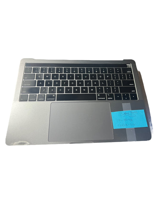 Used Replacement 2019 Gray Apple MacBook Pro A1989 13.3 inch Top Case w/ Keyboard+